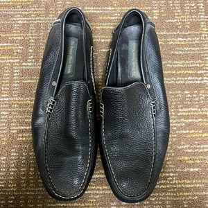 To Boot New York Adam Derrick Key Largo Venetians Black Leather Slip On’s